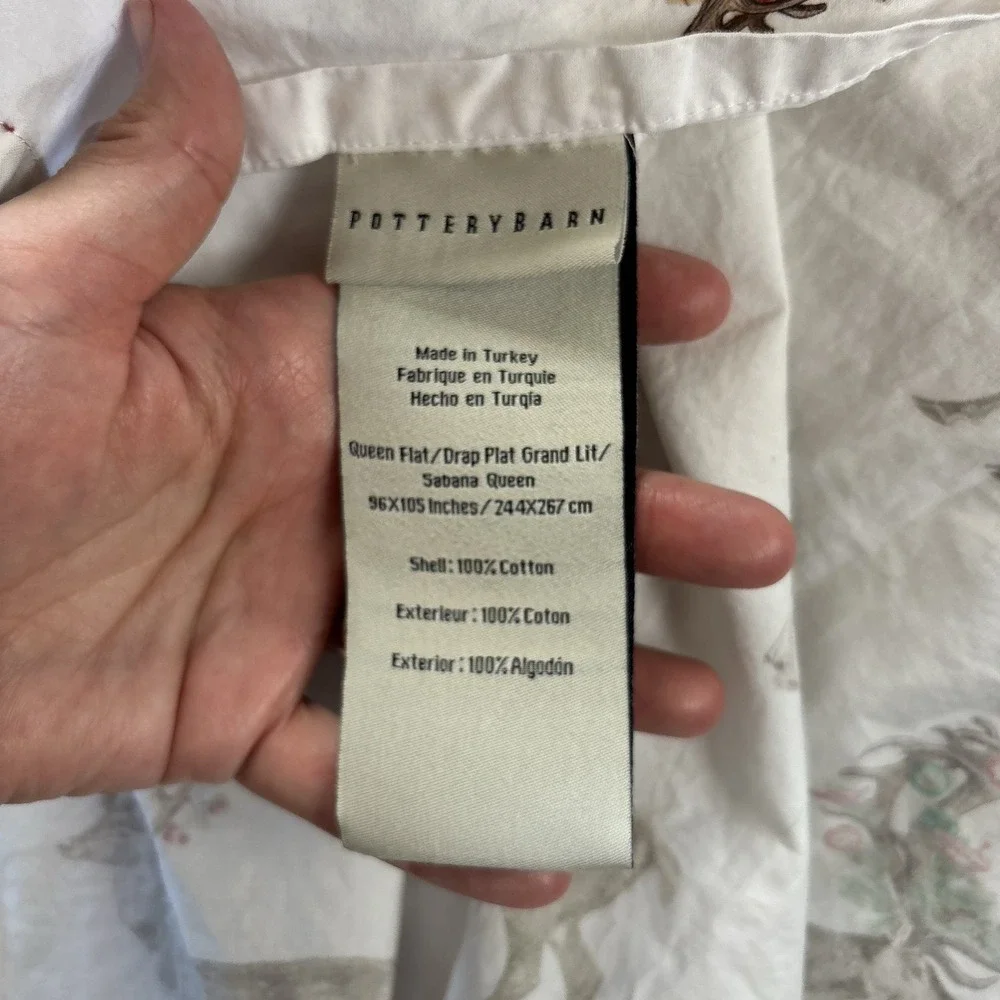Pottery Barn Silly Stag Queen Sheet Set Flat Fitted + 2 Standard Pillowcases